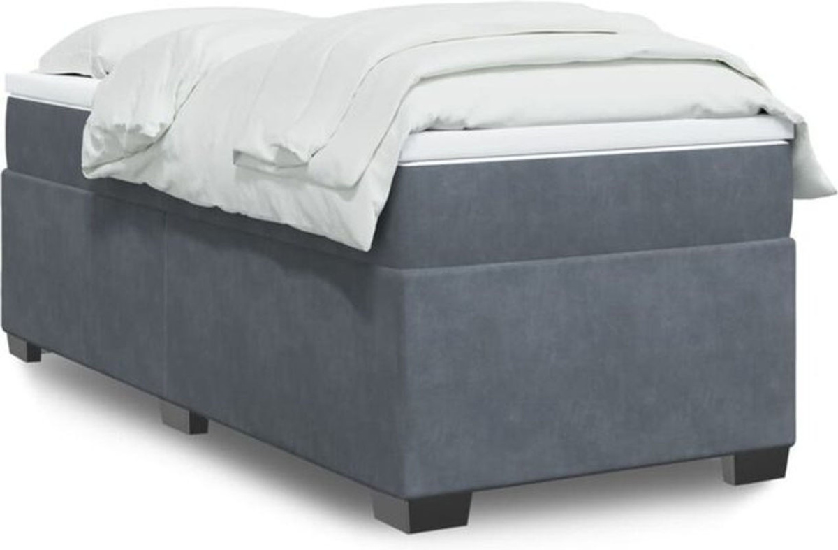 Vidaxl Boxspringbett mit Matratze in Anthrazit aus Samt, B/T/H: 80 x 200 x 71 cm - Bild 1