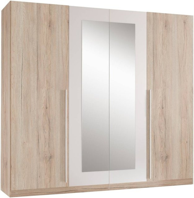 Kleiderschrank Cano von POCO in Eiche und Weiß mit Spiegel, Regalböden und Kleiderstange, B/H/T: 228 x 213 x 62 cm - Bild 1