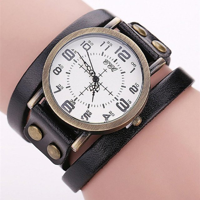 Hi my clothing Armbanduhr, Quarz, rundes Zifferblatt, Lederarmband, schwarz, Damen - Bild 1