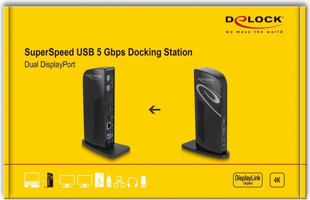 Delock Notebook-Dockingstation und Portreplikator 87728 Schwarz mit USB-C, USB-A, DisplayPort und Ethernet/LAN für 4K UHD - Bild 1