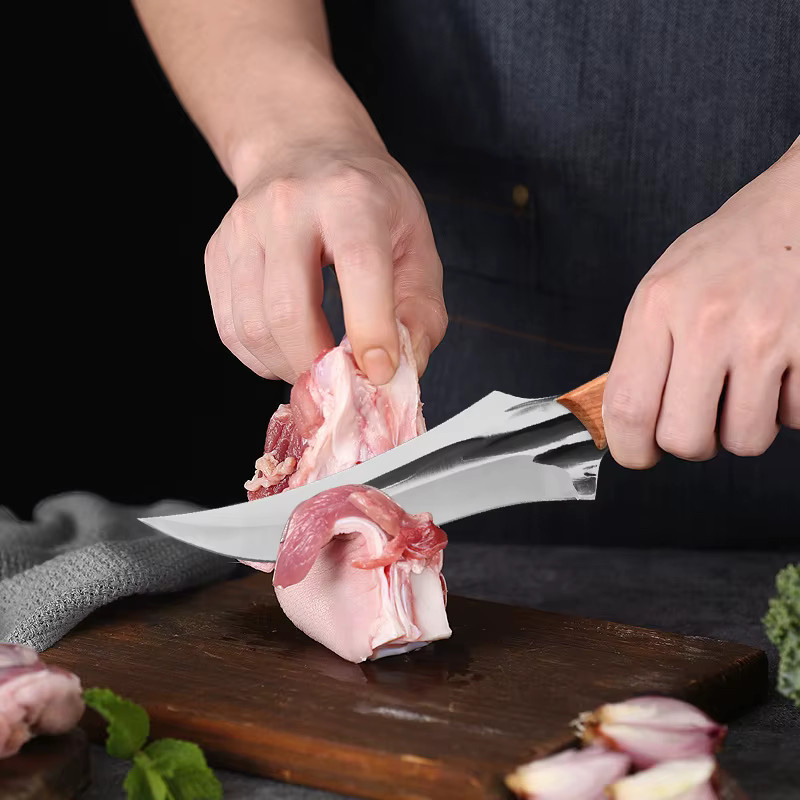 GuanQi Ausbeinmesser aus Edelstahl für Fisch und Fleisch in Silber mit Holzgriff - Bild 3