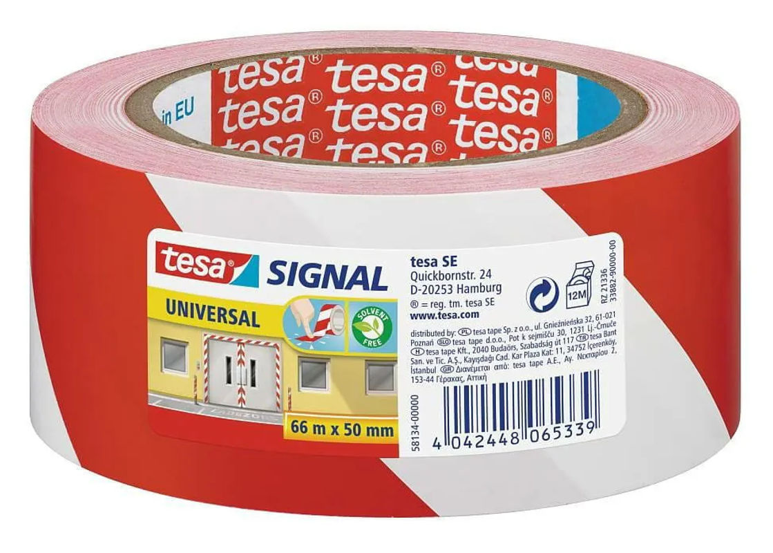 tesa SIGNAL Markierungsklebeband Universal Rot-Weiß, Breite: 50 mm, Länge: 66 m - Bild 2