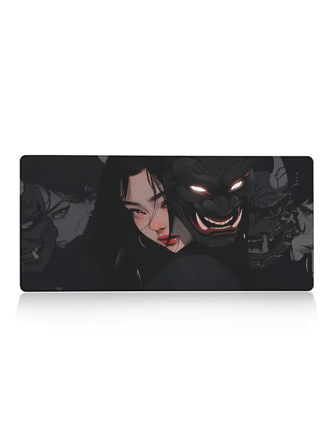 Riccu XXL Gamer-Mauspad Anime-Mädchen Teufelsmaske Multicolor B/T: 100 x 55 cm - Bild 5