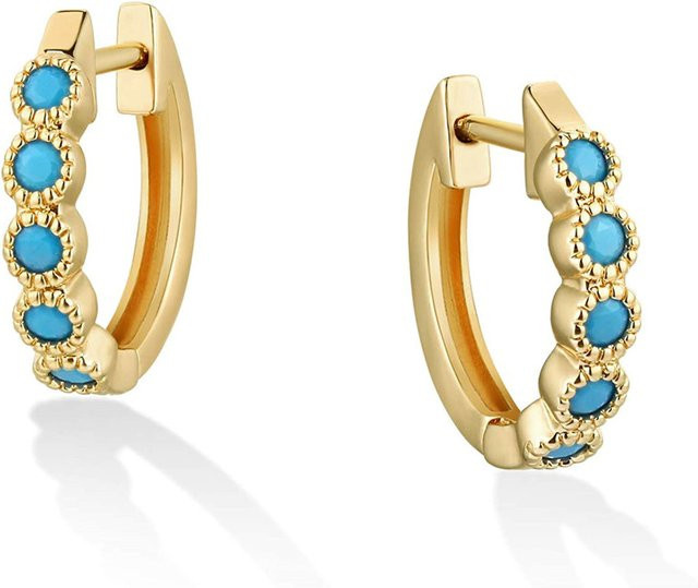 Huitan Bohemia Creolen, Blue Stone, Kristall, Gold, Damen - Bild 1