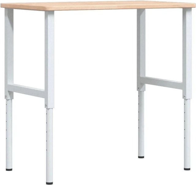 vidaXL Werkbank aus Massivholz Eiche und Metall, höhenverstellbar, B/T/H: 100 x 60 x 71,5-98 cm - Bild 1