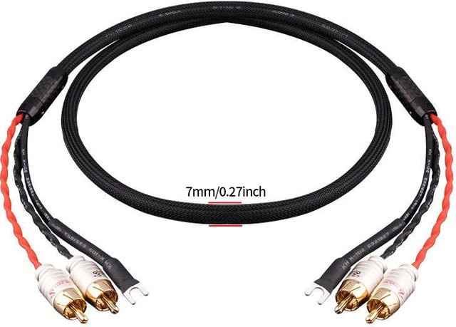 YYTCG Audio 2RCA-Kabel mit Erdungsdraht in Schwarz für Plattenspieler und Verstärker mit vergoldeten Steckern - Bild 1