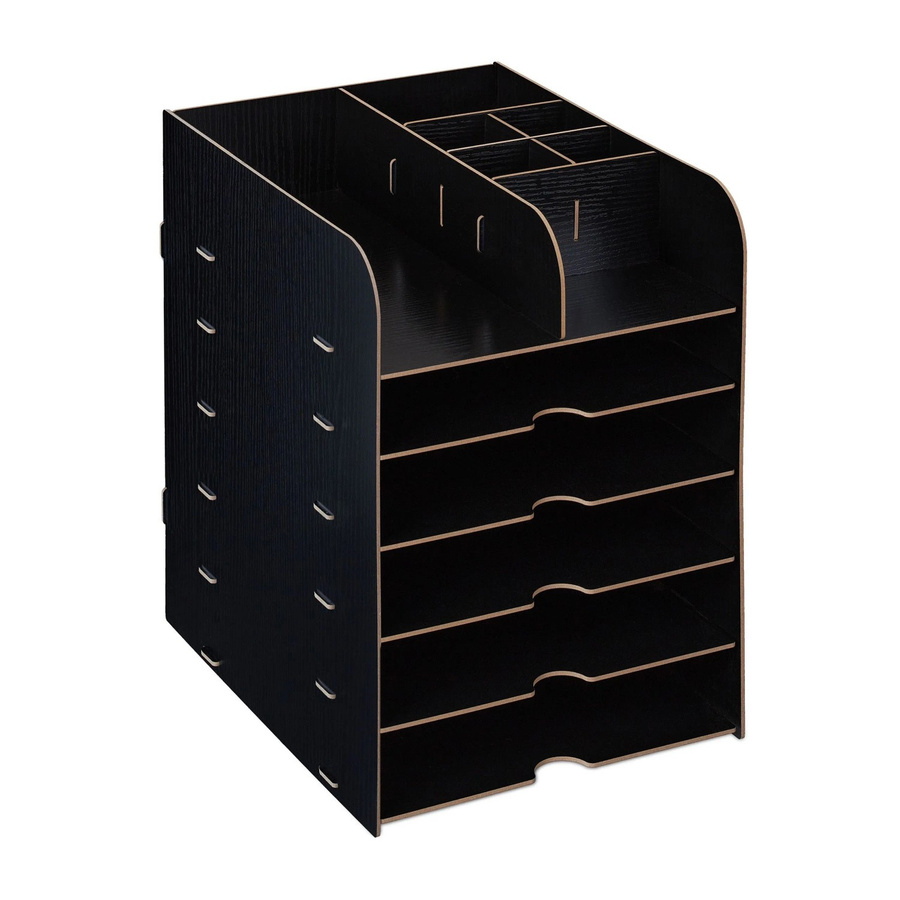 Relaxdays Schreibtisch Organizer aus MDF in Schwarz mit 12 Fächern für A4, B/T/H: 34,5 x 25 x 32 cm - Bild 2