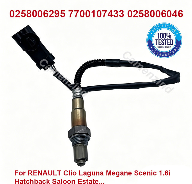 Sauerstoffsensor Schwarz für Renault Clio Laguna Megane Scenic 1.6i Schrägheck Limousine Kombi Ersatzteil 0258006295 7700107433 0258006046 0258986615 - Bild 1