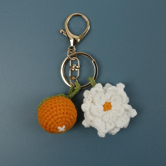 Linyi toy Schlüsselanhänger, Strick, Orangen, Zitronen, Unisex, grau - Bild 1