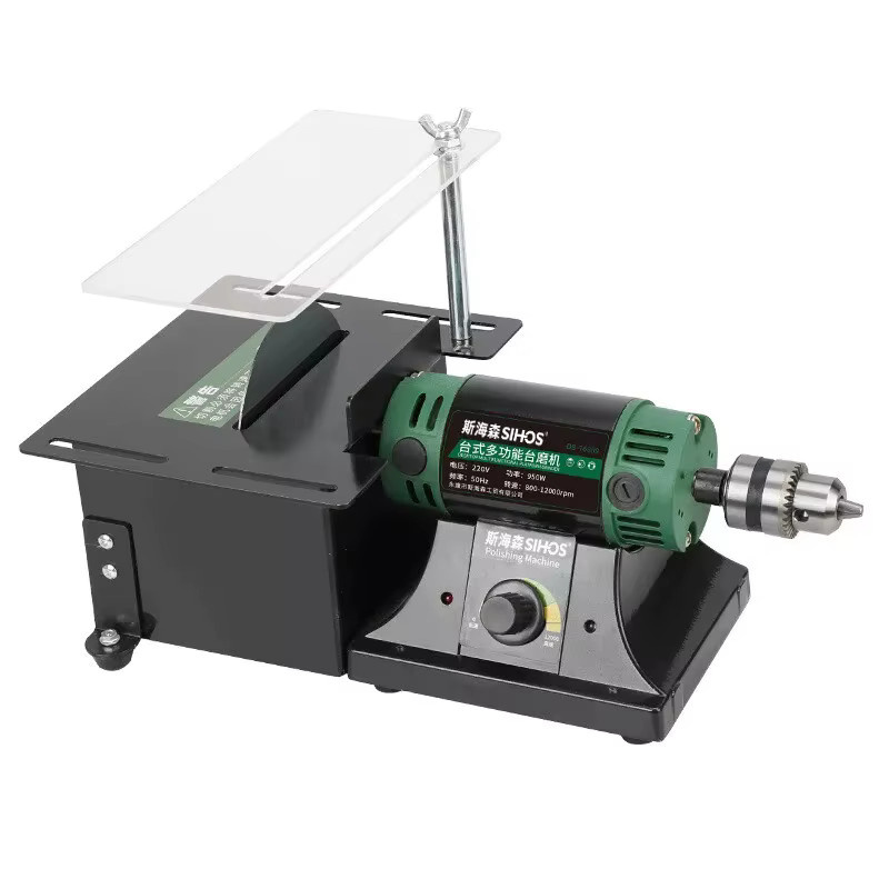 Mini Tischkreissäge und Desktop Poliermaschine 950W für Holzbearbeitung, Schmuck und Jade, Schwarz, 220V - Bild 1