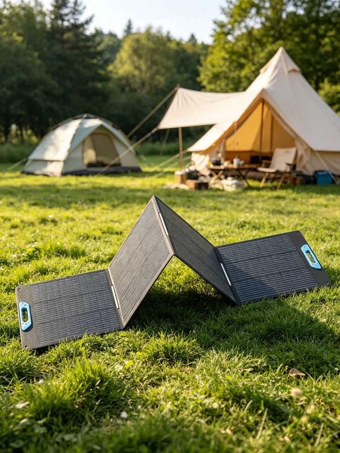 E-POWO 220W Tragbares Solarpanel für Powerstation, Faltbares Solarmodul mit 23,5% Effizienz, ETFE, USB-A und Typ-C Ausgang, IP67 Wasserdicht, Blau - Bild 7