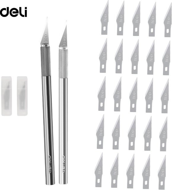 Deli Skalpellmesser-Set aus Metall mit 10 Klingen in Blau und Silber, rutschfestes Bastelmesser für PCB-Reparatur und Handwerk - Bild 1