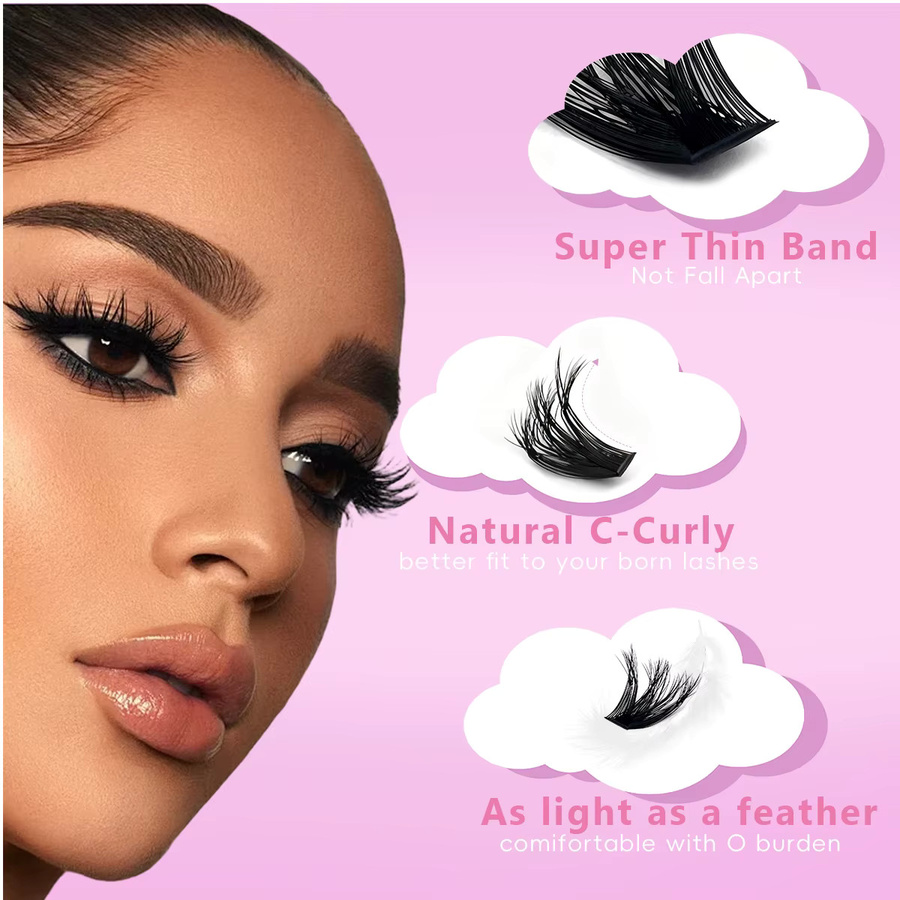 Anlinnet Falsche Wimpern, 10 Reihen, C-Rolle, Schwarz, Damen - Bild 2