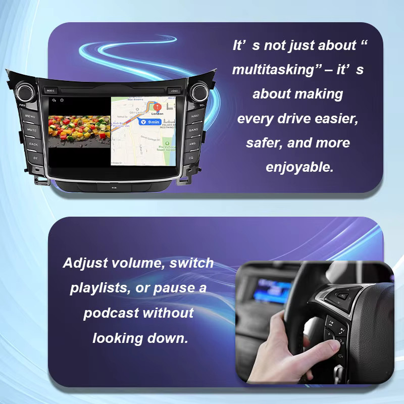 Android 16 Multimedia Autoradio für Hyundai I30 Elantra GT 2012 - 2017 mit 7 Zoll Display, Wireless CarPlay, Split Screen, DSP Stereo und WiFi in Schwarz - Bild 2