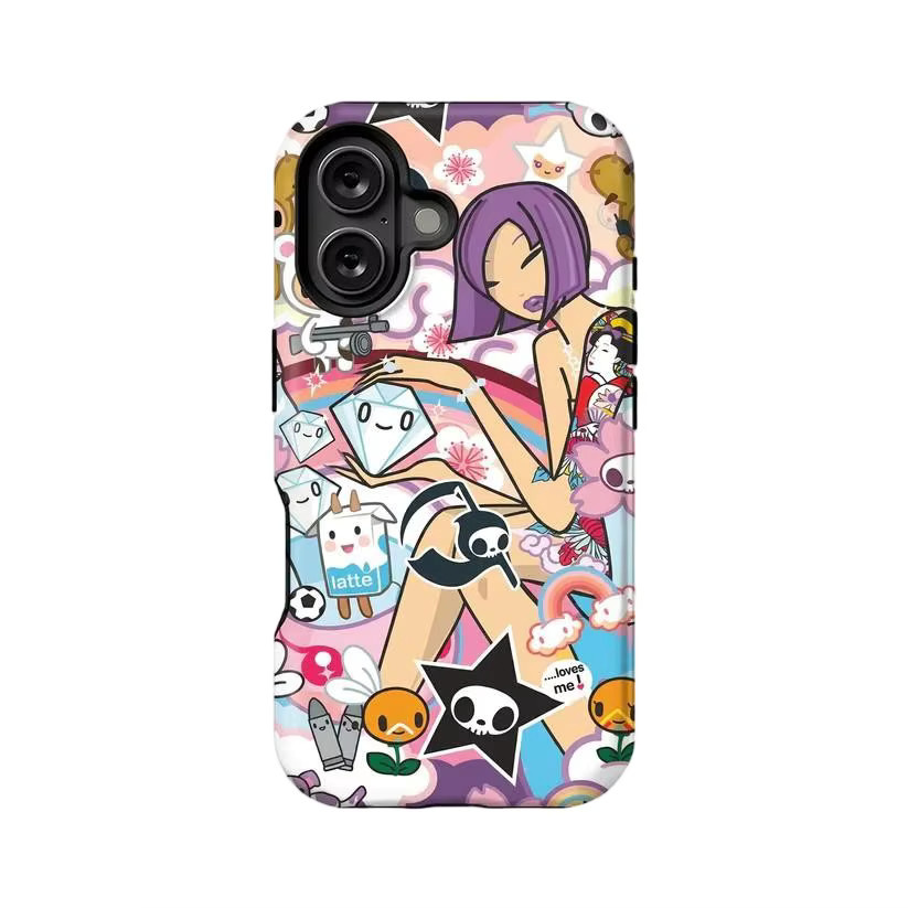 Clmj Handyhülle mit buntem Cartoon-Aufkleber-Design für iPhone 11 bis iPhone 17 Pro Max Plus in Mehrfarbig, doppelschichtige Rückabdeckung - Bild 2