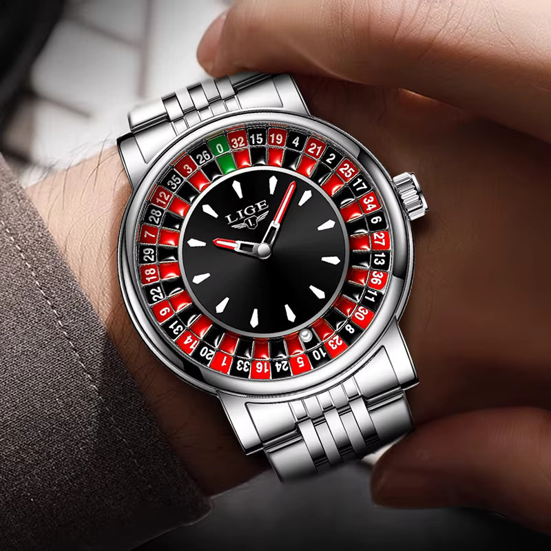 LIGE Armbanduhr Quarz, Edelstahl, Schwarz, Herren - Bild 5
