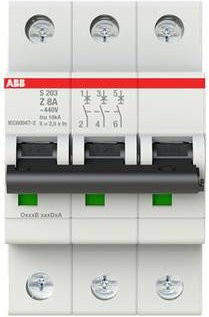 ABB S203-Z8 Leitungsschutzschalter 8A 400V MCB in Weiß - Bild 1