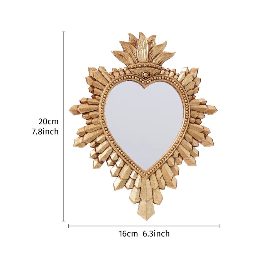 Religiöser Wandanhänger mit heiligem Herz und Flamme aus Harz in Gold und Schwarz - Bild 2