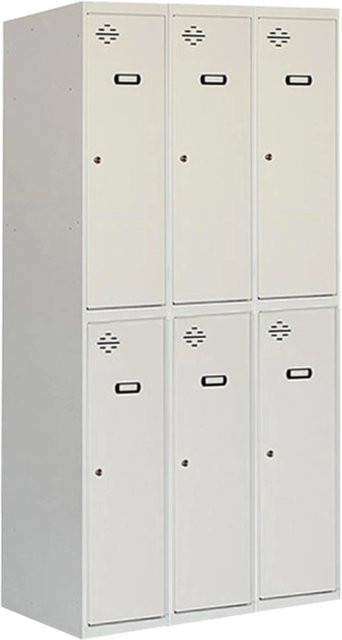 PROREGAL Spind Amego Kleiderspind aus Metall mit 6 Abteilen in Lichtgrau, H x B x T: 180 x 120 x 50 cm - Bild 1