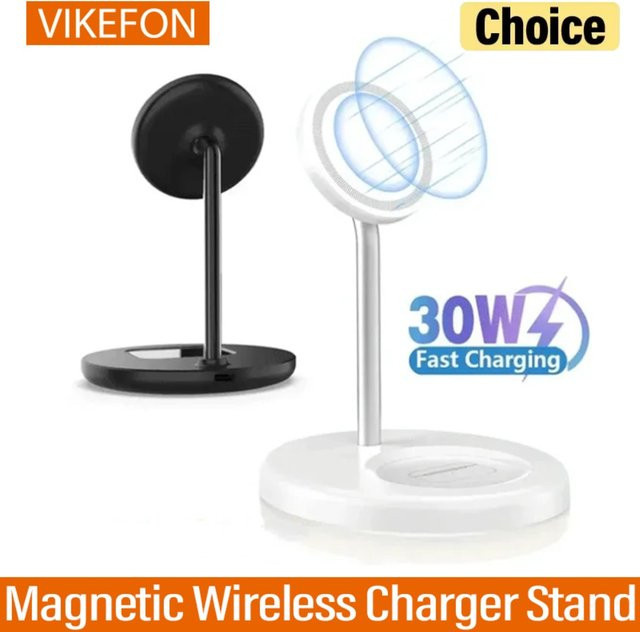 VIKEFON 2 in 1 Magnetische Drahtlose Ladestation und Ständer in Weiß für iPhone und AirPods - Bild 1