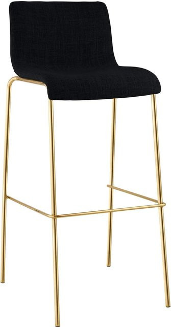 DELUKE Barhocker TENAR mit Lehne aus Stoff in Schwarz und Gold, B/T/H: 43 x 48 x 100 cm - Bild 1