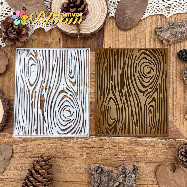 Metall-Schneideform Retro Schichten Basic Holz Quadratischer Rahmen für Scrapbooking und Prägung in Silber - Bild 1