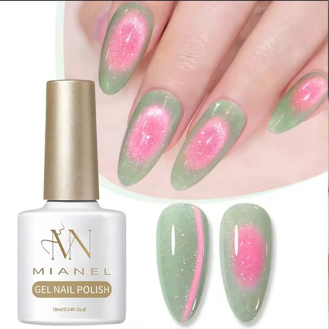 MIANEL NAIL Katzenaugen-Gel, Traubengrün, Schimmernd, 10 ml - Bild 1