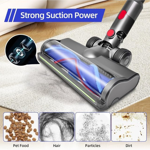 Dyson Ersatz-Bodenbürstenkopf mit LED-Lichtleiste in Grau für V7 V8 V10 V11 V15 Kabellose Staubsauger, Universelle Reinigungsrolle für Hartböden und Teppiche - Bild 1