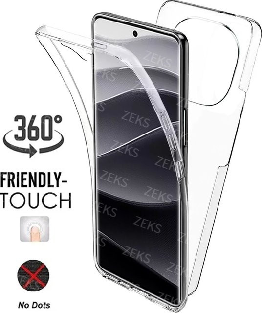Stoßfeste 360 Full Body Schutzhülle für Xiaomi Redmi Note 14 Pro+ und Redmi Note 14 Pro 5G in Transparent, Dual Layer Hybrid Silikon und PC - Bild 1