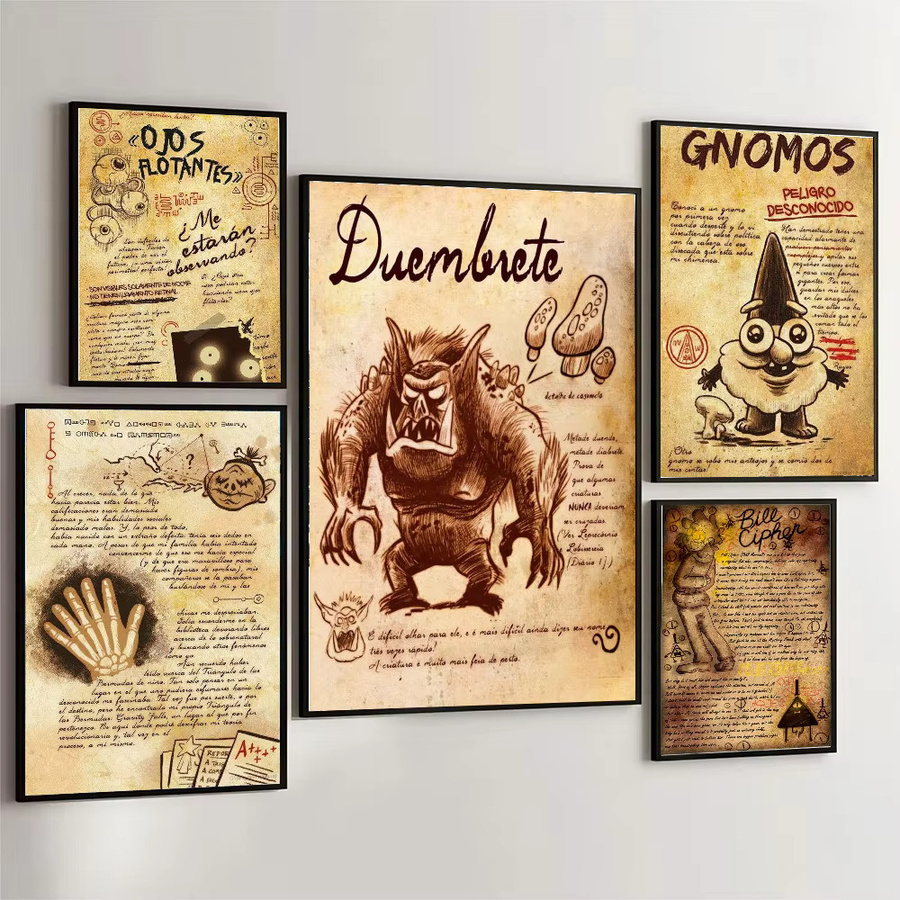 D-Diario Gravity Falls Poster HD Kunstdekoration Vintage Mehrfarbig B: 15 cm, H: 10 cm - Bild 2