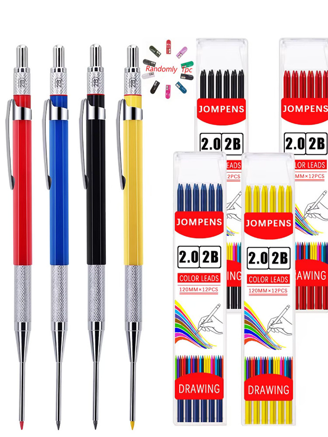 JOMPENS Zimmermannsmarkierungsstift-Set für Metall und Holz in Blau mit 2,0 mm Minen-Nachfüllung und Bleistiftspitzer - Bild 7