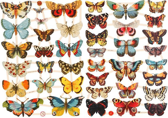 Vintage-Glanzbilder Schmetterlinge von Creativ Company in Multicolor aus Papier - Bild 1