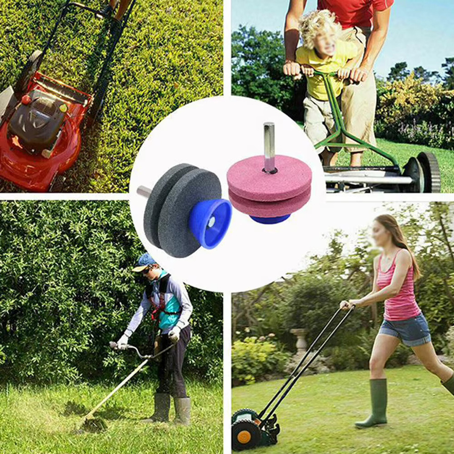 VIBRATITE Rasenmäher-Schleifscheibe als tragbarer Wetzstein in Blau und Multicolour für Elektro-Rasenmäher - Bild 3