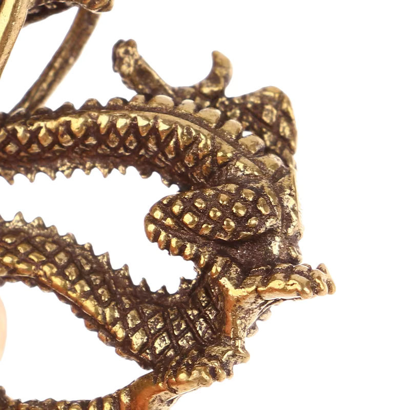 Retro Drachen Figur aus Messing in Gold für Fengshui und Dekoration im chinesischen Stil - Bild 4