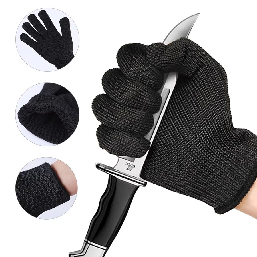 Schnittfeste Schutzhandschuhe aus HPPE-Stahl der Stufe 5 in Schwarz - Bild 2