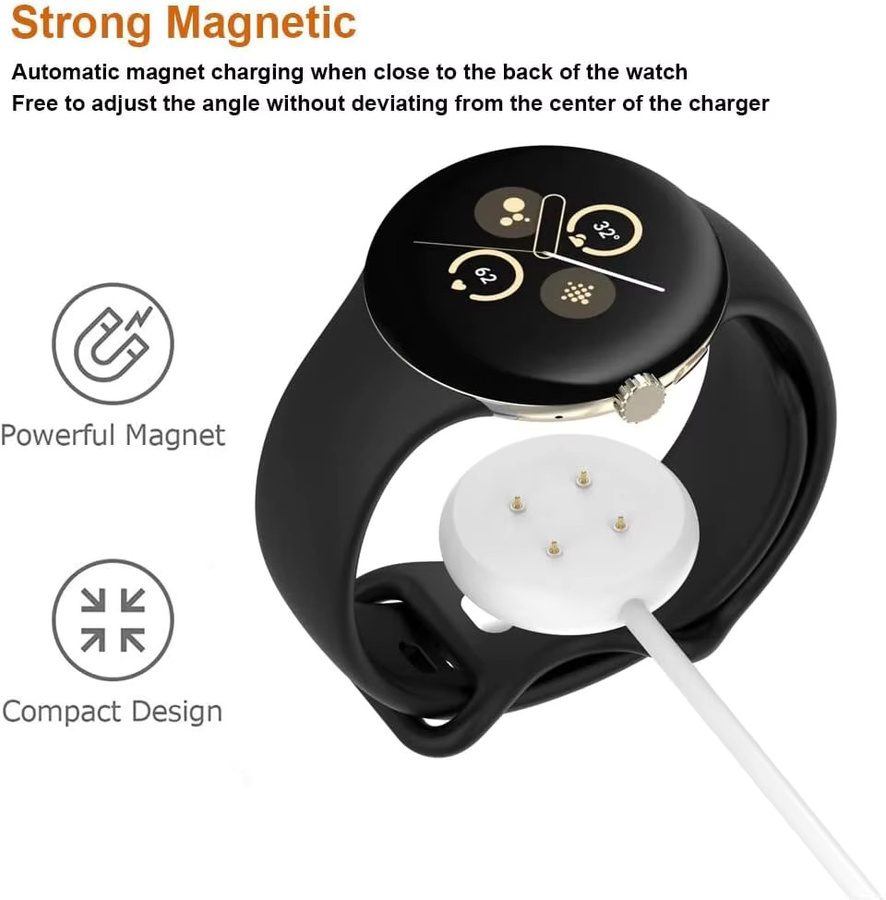 Ersatzladegerät für Google Pixel Watch 3 und Google Pixel Watch 2 USB Ladestation in Weiß - Bild 2