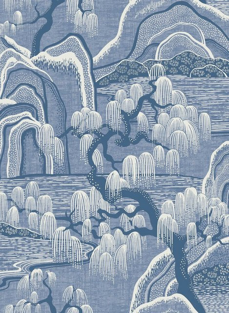 Boråstapeter Tapete Indigo Garden aus Vlies in Blau Grün Beige - Bild 1
