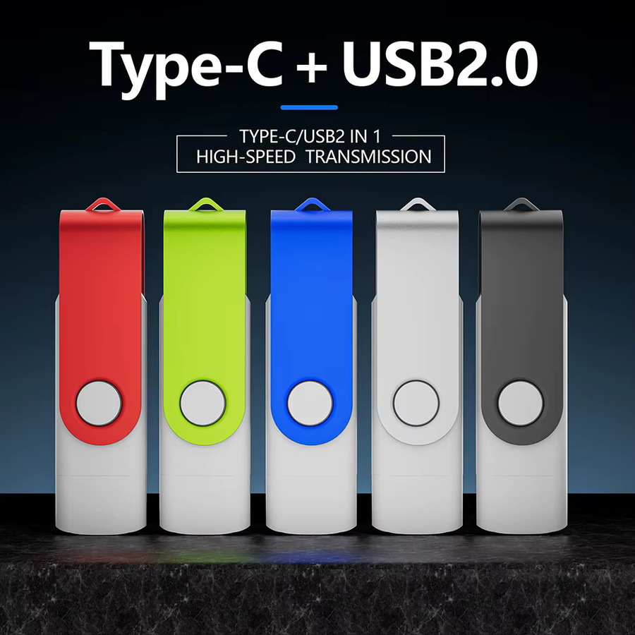 JASTER 2-in-1 USB-C OTG Flash-Laufwerk 128 GB, USB 2.0 Memory Stick mit Metallclip in Weiß - Bild 3