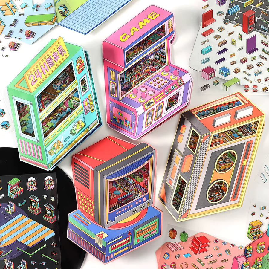 Kawaii 3D DIY Landschaft Aufkleber Set Energie Nachschub Station Szene Kabine in Multicolor - Bild 2