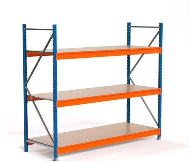 PROREGAL Industrie Weitspannregal MAXIMUS PRO Lagerregal mit 3 Spanplatten-Fachböden, Blau/Orange, H x B x T: 200 x 225 x 80 cm - Bild 1