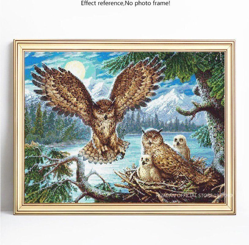 FIYO 5D Diamond Painting Rund Eule Wanddeko Mehrfarbig B: 20 cm, H: 30 cm - Bild 1