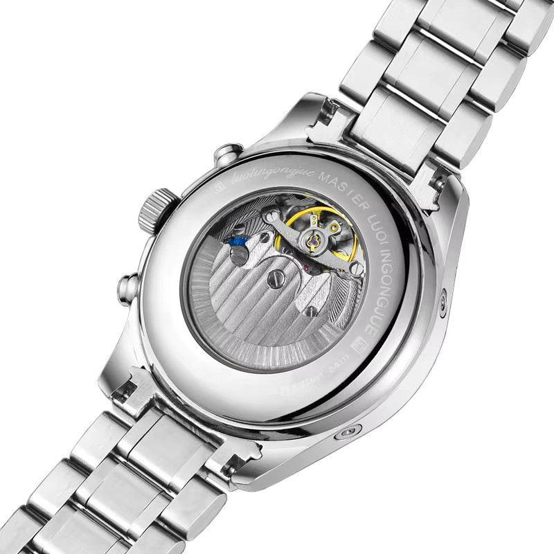 LUOLINGONGJUE Armbanduhr, Mechanisch, Edelstahl, Schwarz, Herren - Bild 2