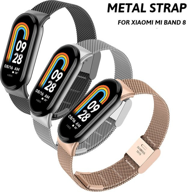 TINUORA Uhrenarmband Edelstahl, Silber, Unisex, für Xiaomi Mi Band 8/9 - Bild 1
