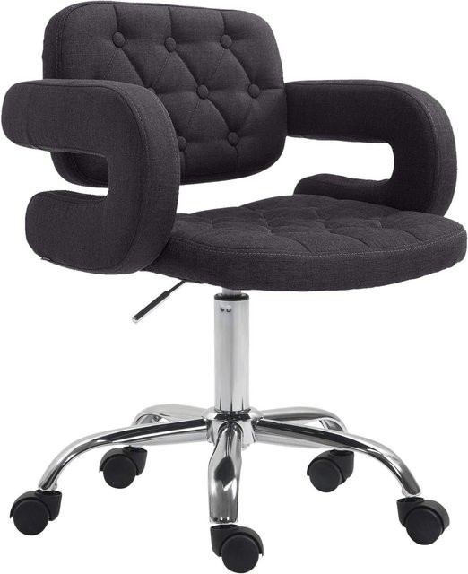 DELUKE Arbeitshocker RIGA Drehhocker mit Rollen in Schwarz, Stoff, B/T/H: 62 x 55 x 78 cm - Bild 1