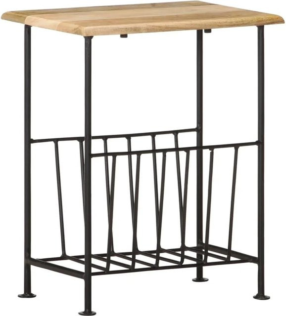 vidaXL Zeitschriftenständer aus Massivholz Mango und Stahl in Schwarz und Braun, B/T/H: 40 x 30 x 50 cm - Bild 1