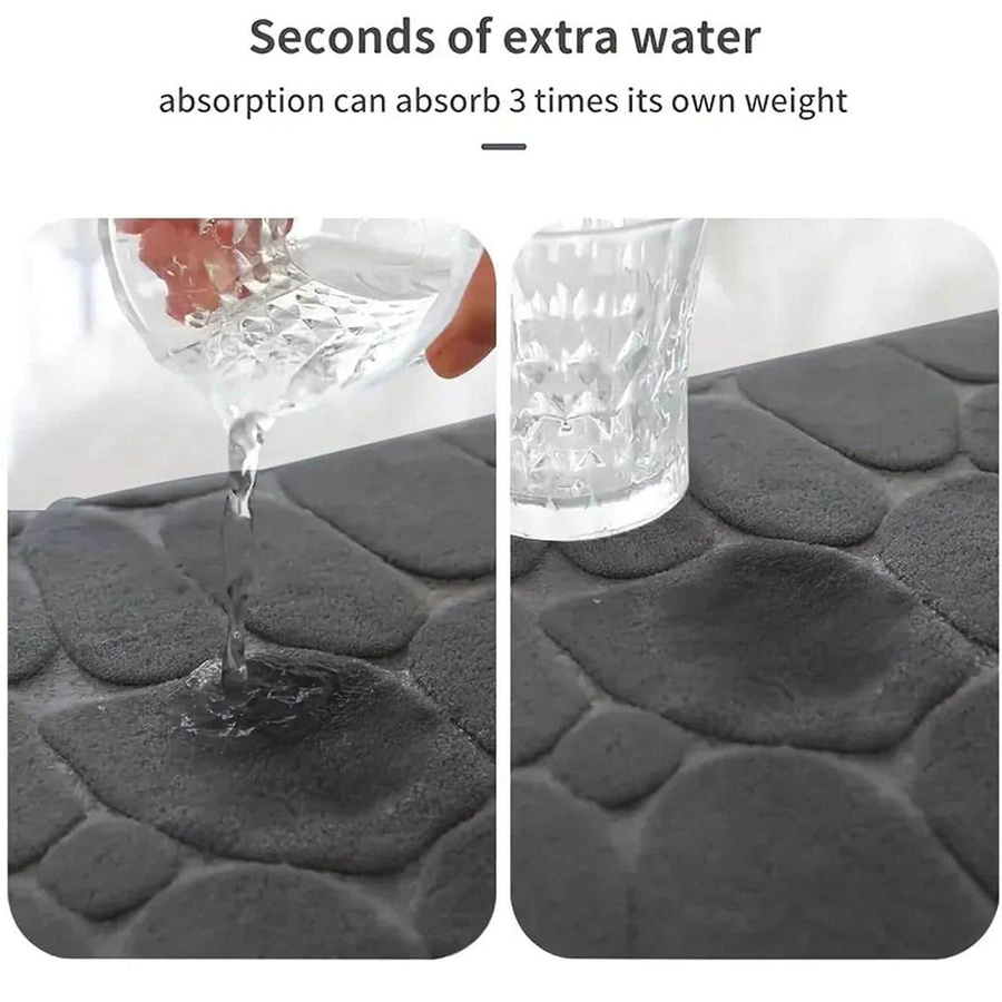 Yiran Furniture U-förmige Toilettenfußmatte aus Polyester, wasserdichte und rutschfeste Badezimmer-Bodenmatte, schwarz, B/T: 50 x 40 cm - Bild 4