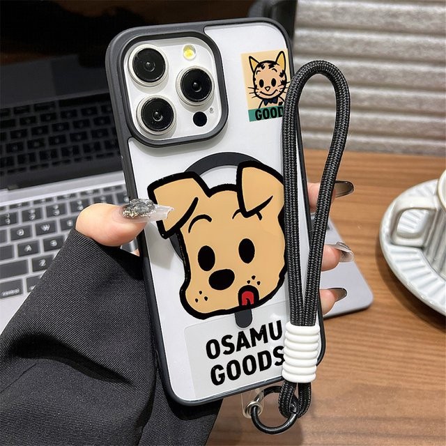 Stoßfeste Lanyard-Magnet-Telefonhülle mit mattem Hundedesign aus Acryl für iPhone 11 bis iPhone 17 Pro Max - Bild 1