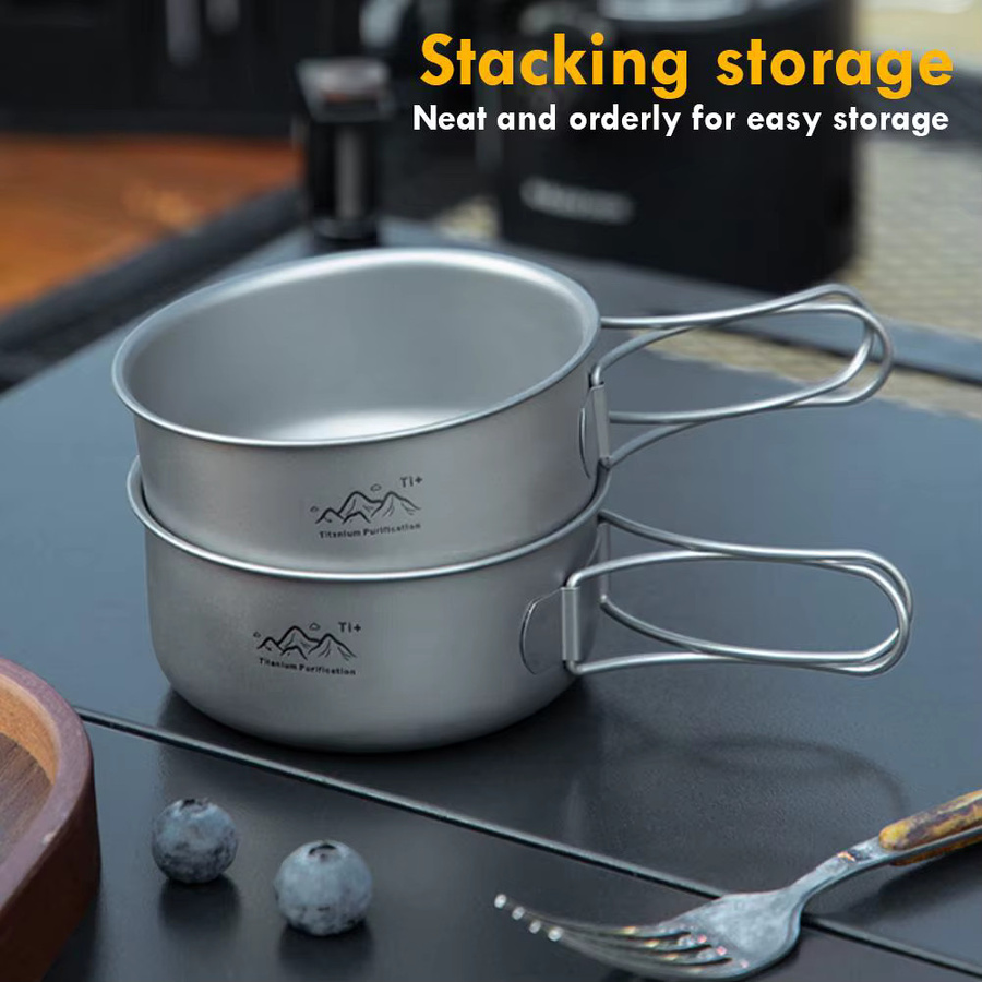 Naturehike Titan-Klapptopf mit Klappgriffen, ultraleichter Kochtopf aus Titan in Silber für Outdoor und Camping - Bild 4