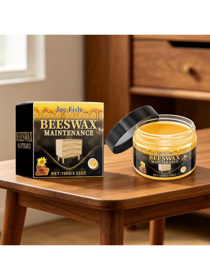 Jue-Fish Bienenwachs-Polierpaste für Möbel aus Massivholz in Gelb, 100g - Bild 4