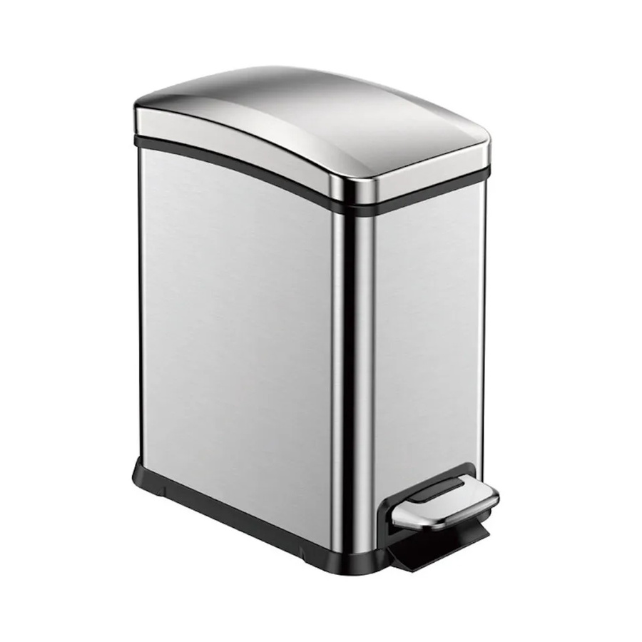 PROREGAL Rechteckiger Treteimer aus gebürstetem Edelstahl in Silber, H x B x T: 33,5 x 17,8 x 33,2 cm, 8 Liter - Bild 2